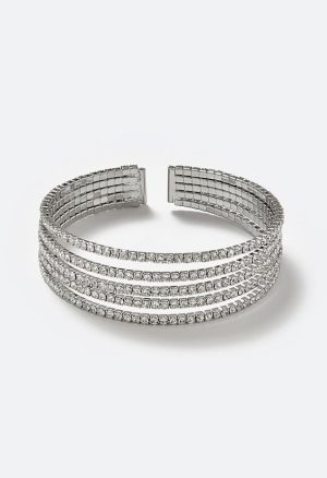 Alexis Glass Rhinestones Flexible Cuff Bracelet