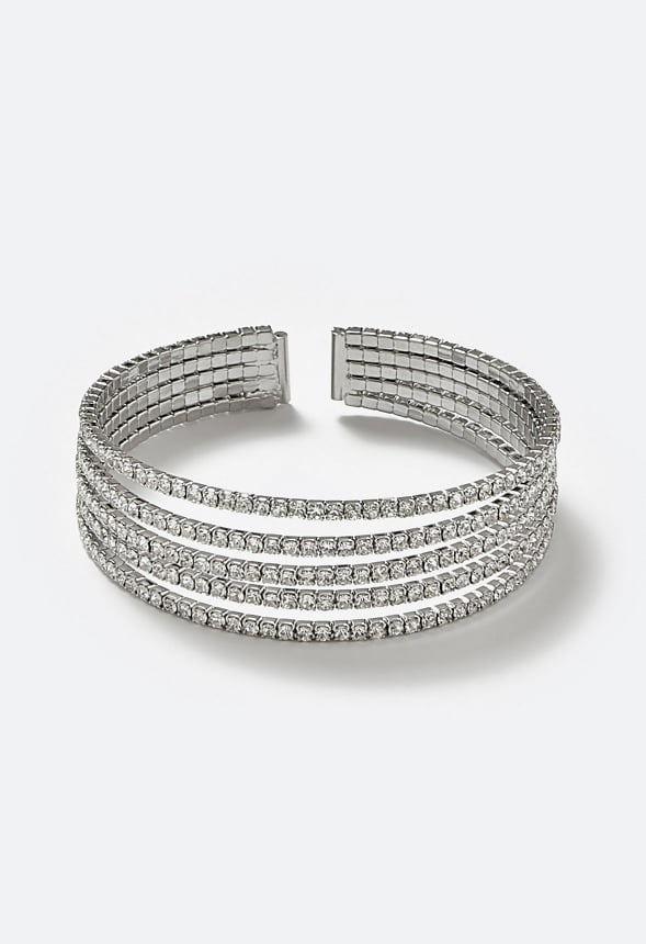 Alexis Glass Rhinestones Flexible Cuff Bracelet