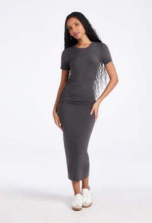 Ruched Midi T-Shirt Dress