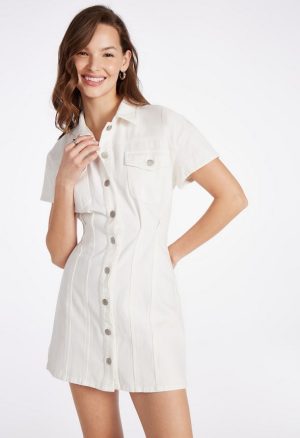 Seamed Denim Mini Dress