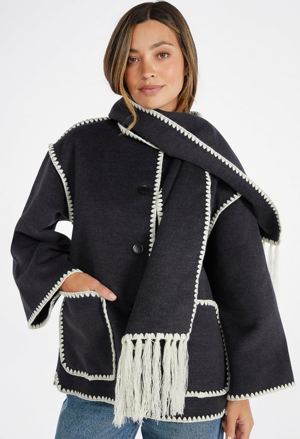 Whip Stitch Scarf Coat