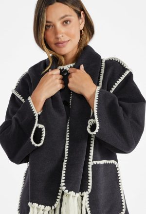 Whip Stitch Scarf Coat