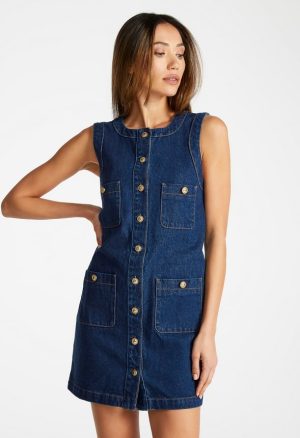 Denim Button Front Shift Dress