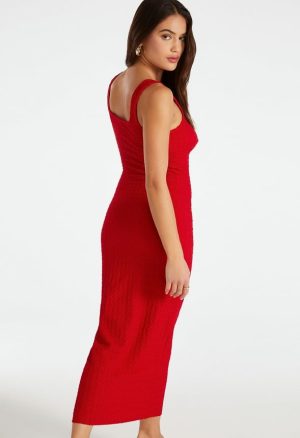 Square Neck Puckered Tank Dress