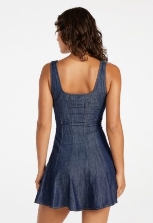 Square Neck Mini Seamed Dress