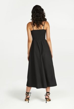 Smocked Poplin Maxi Dress