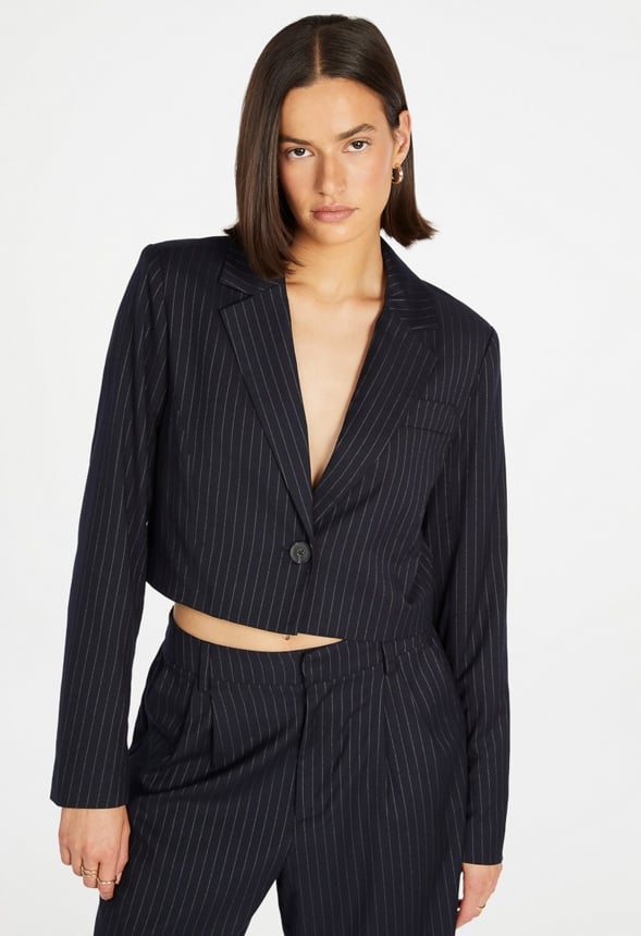 Cropped Pinstripe Blazer