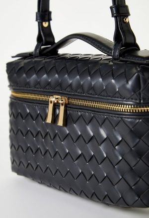 Mixed Material Top Handle Crossbody