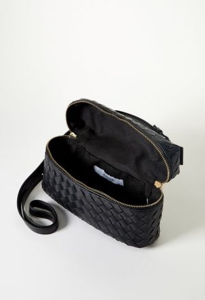 Mixed Material Top Handle Crossbody