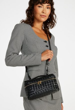 Mixed Material Top Handle Crossbody