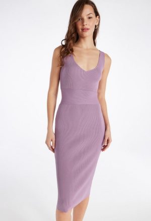 V-Neck Bodycon Midi Dress