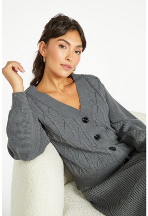 Cable Boxy Short Cardigan