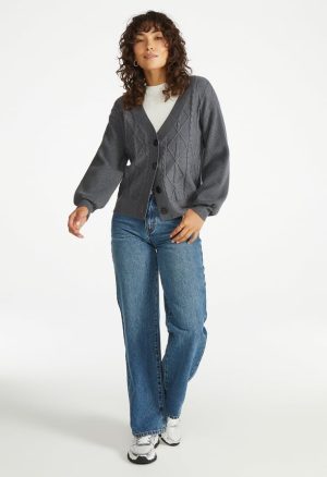 Cable Boxy Short Cardigan