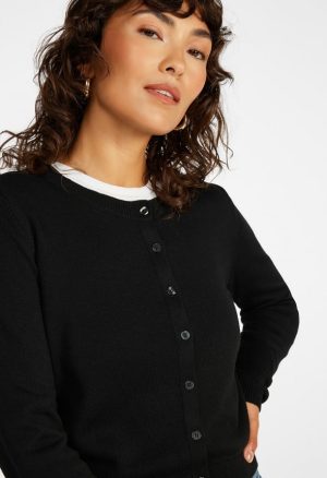 Cropped Fine Knit Cardigan