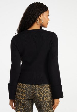 Zip Front Bell Sleeve Cardigan