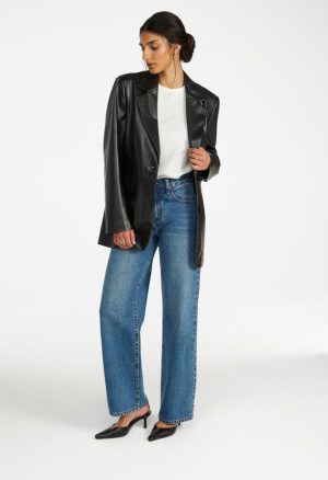 Oversized Faux Leather Blazer