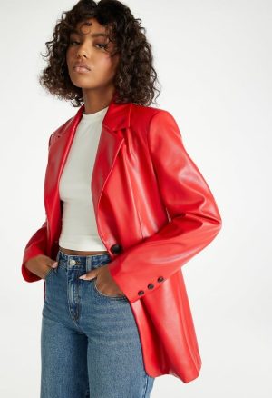 Faux Leather Blazer