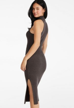 Mock Neck Sweater Midi Dress