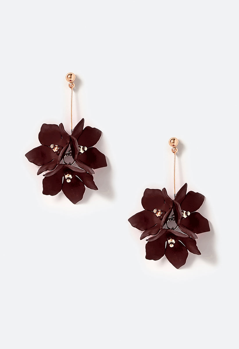 Xyla Color Coated Petals Flowers Drop Earrings