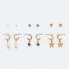 6-Pairs Pack Fay Mix Shell And Evil Eye Earrings
