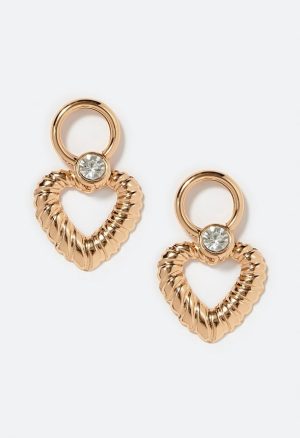 Joy Heart Drop Earrings With Glass Stone