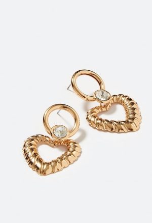 Joy Heart Drop Earrings With Glass Stone