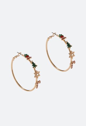 Festive Fun Enamel Motif Hoop Earrings