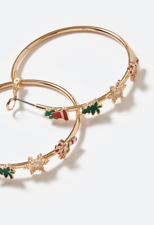 Festive Fun Enamel Motif Hoop Earrings