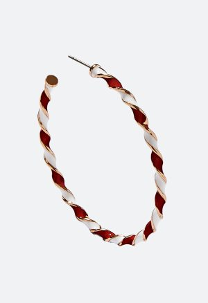 Joy Candy Cane Enamel Hoop Earrings