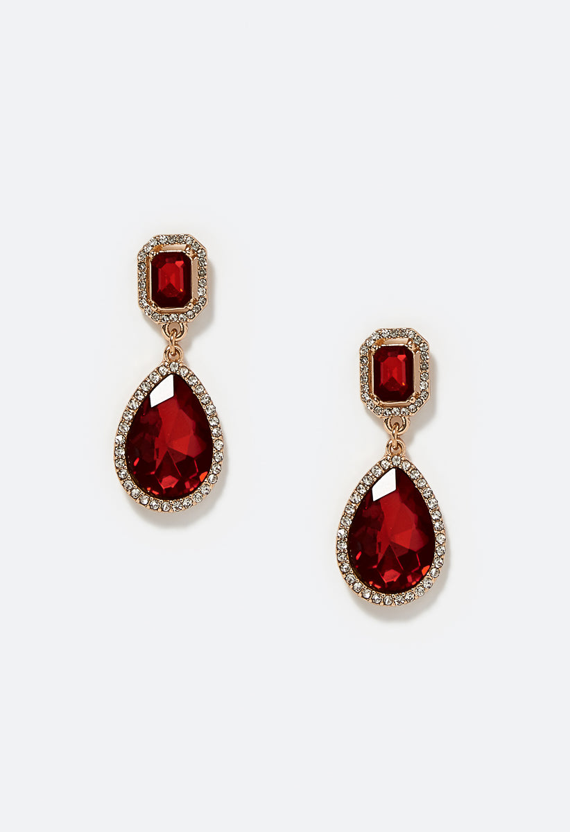Jules Linked Glass Stone Drop Earrings