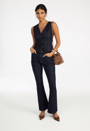 Denim High Rise Flare Leg Pants