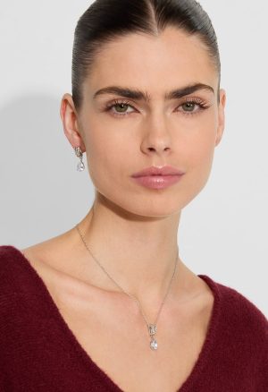 Liz Glass Stone Teardrop Earring And Pendant Necklace Set