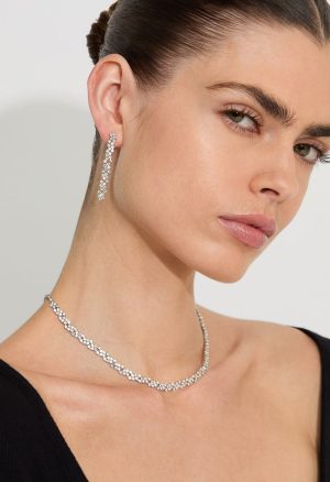 Remi Delicate Glass Stone Set Drop Earring And Necklace Set