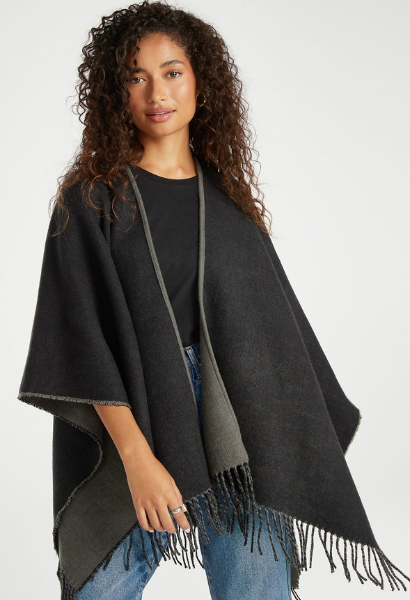 Reversible Frayed Ruana