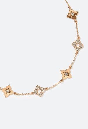 Kiri Clean Metal And Rhinestone Clover Necklace