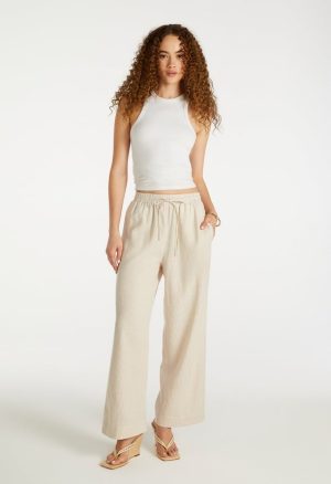 Pull-On Wide Leg Cropped Pants