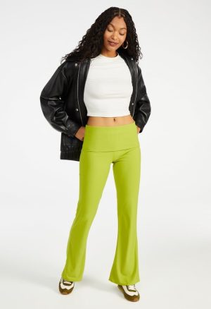 Draped Wide Leg Foldover Pants