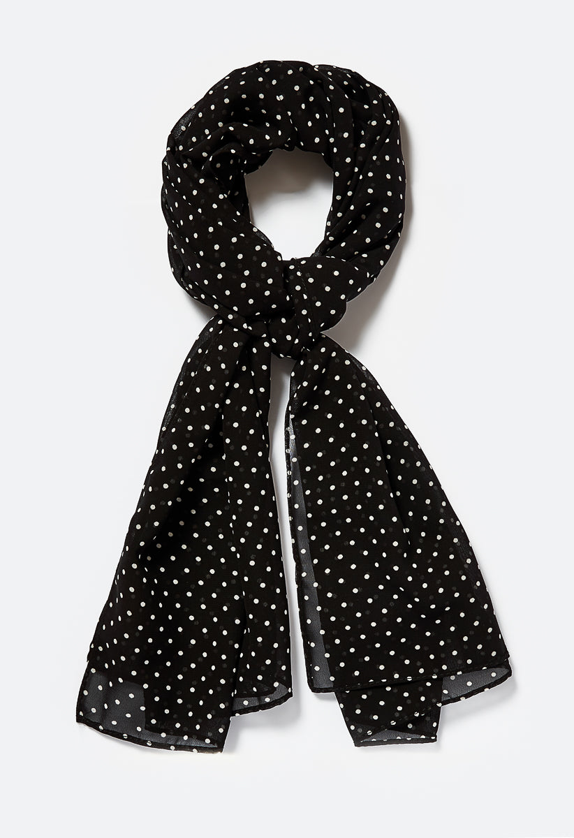 Dotty Long Woven Pola Dot Print Rectangle Scarf