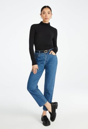 Asher Mid Rise Comfort Ankle Straight Jean