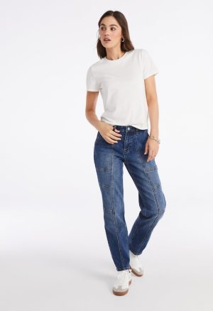 Avery Seamed Cargo Straight Leg Jeans