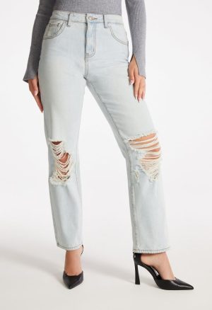 Mid Rise Slouch Boyfriend Destroy Jeans