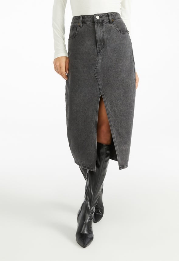 Evan Denim Midi Skirt