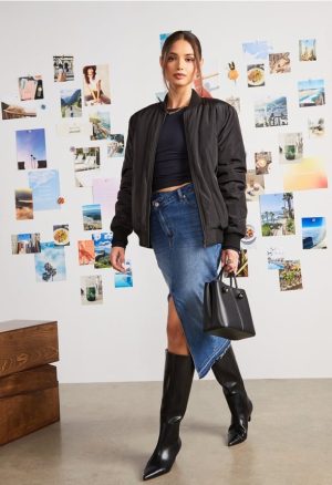 Chandler Crossover Denim Midi Skirt