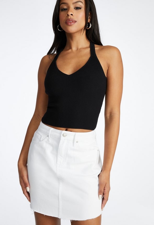 Tess Shirttail Hem Denim Mini Skirt