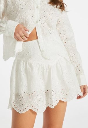 Eyelet Ruffle Mini Skirt