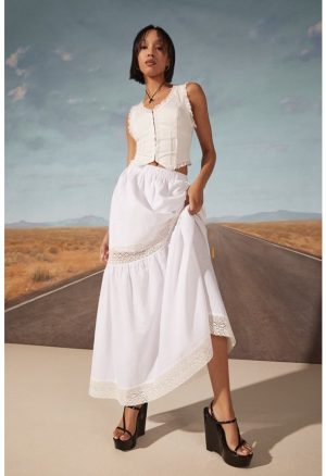 Cotton Voile Tiered Maxi Skirt