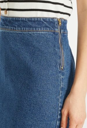 Denim Button Mini A-Line Skirt