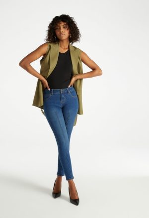 Mid Rise Pintuck Ankle Skinny Jeans