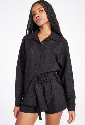 Eyelet Button Down Shirt