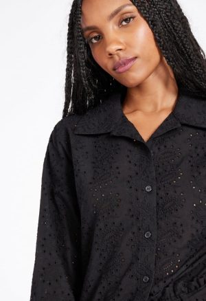 Eyelet Button Down Shirt